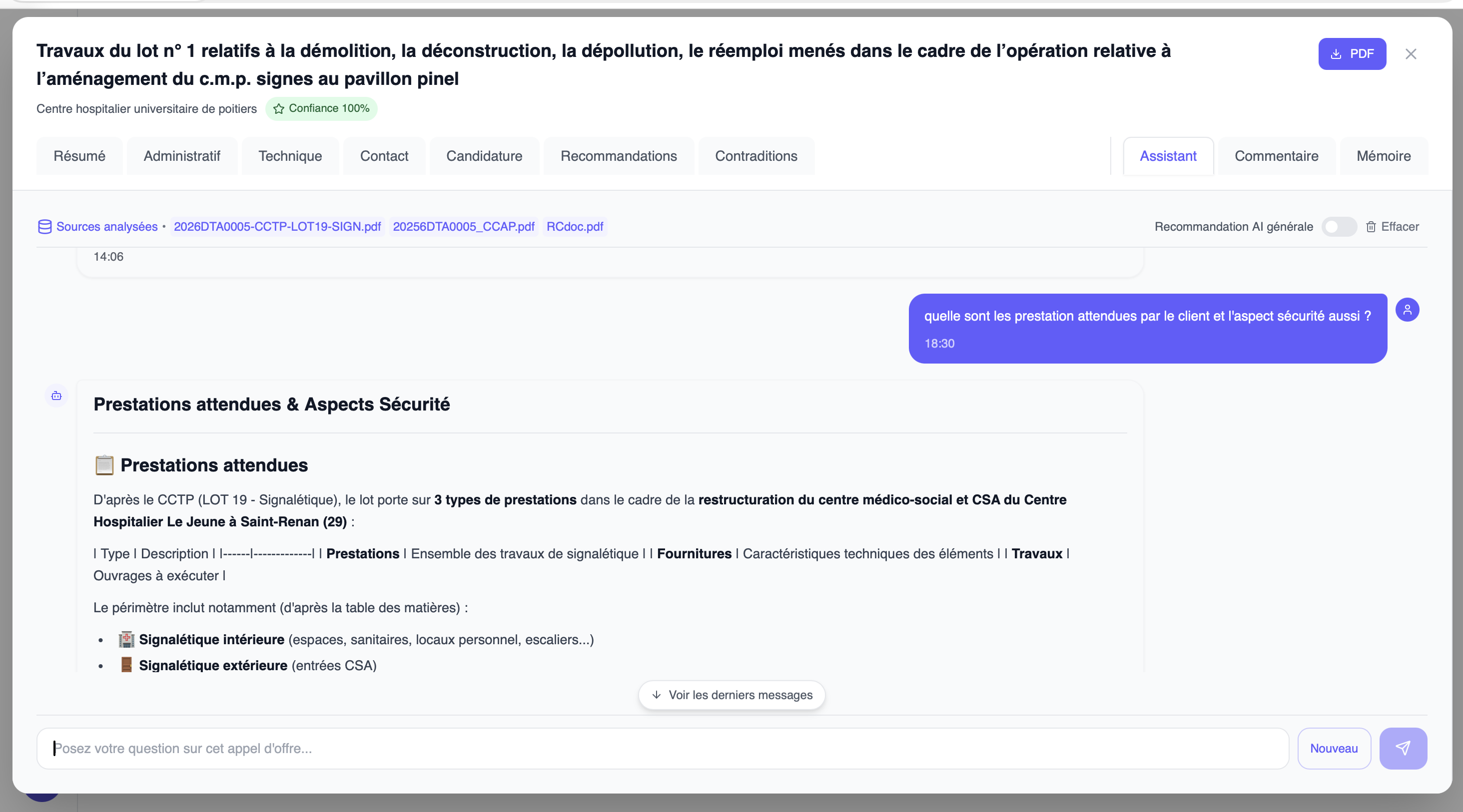 Assistant IA conversationnel par appel d'offres
